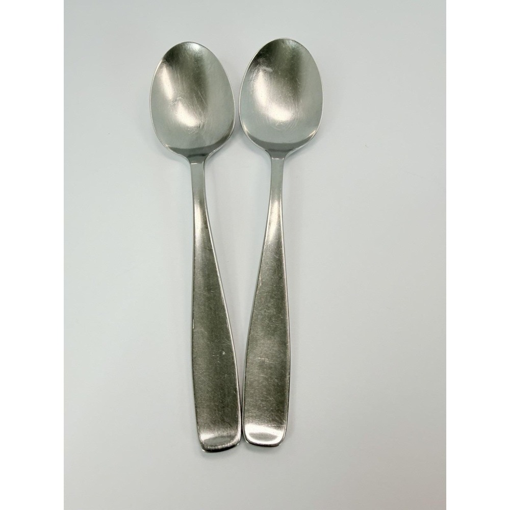 WMF LINE  Stainless Set Of 2 Table Serving Spoons 7 5/8" Cromargan Triangle Mark